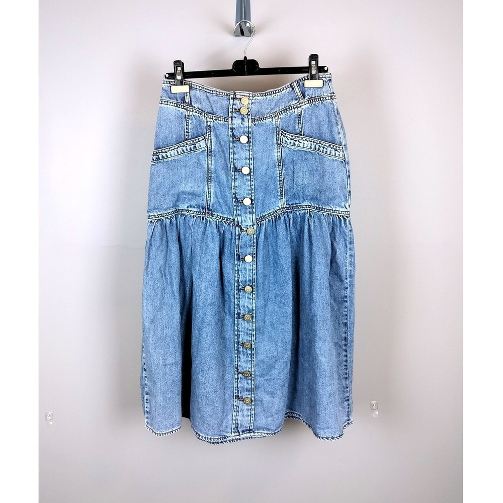 90's Denim Skirt High Waisted with Pockets Habituel Brand